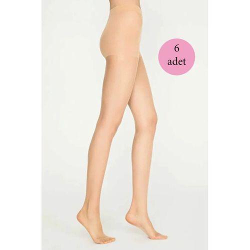 6 Adet Parlak Fit 15 Likralı Külotlu Çorap Açık Ten