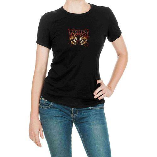 Pantera Skull Band Metal Rock Müzik Baskılı Siyah Kadın Tshirt