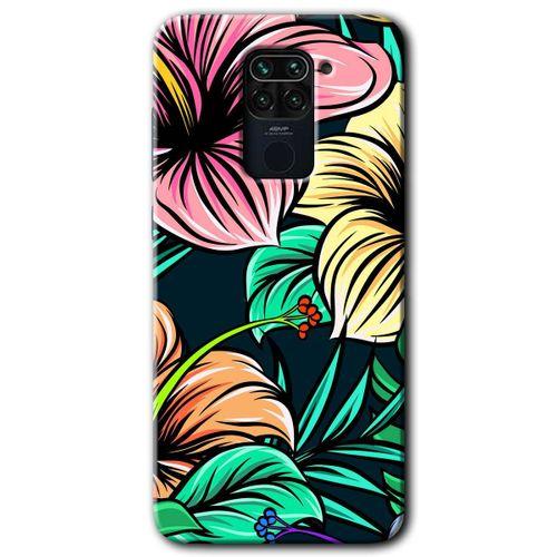 BeRa Aksesuar Xiaomi Redmi Note 9 Kılıf Baskılı Kapak - Çizim Çiçekler +Tam Kaplayan Mat Seramik