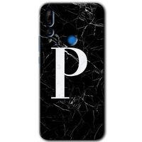 Huawei P Smart Z Kılıf HD Desen Baskılı Arka Kapak - Siyah Mermer Desenli P Harfi