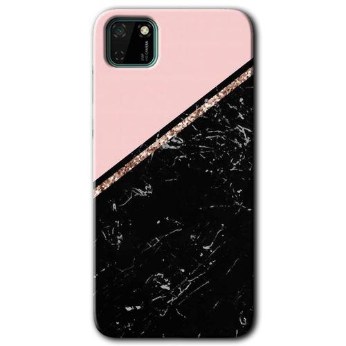 Huawei Y5P Kılıf HD Desen Baskılı Arka Kapak - Yarım Mermer + Kırılmaz Cam