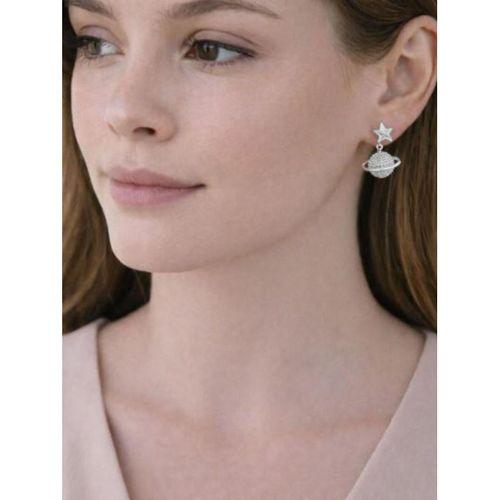 Gezegen Sallantılı Gümüş Küpe Zirkon Taşlı