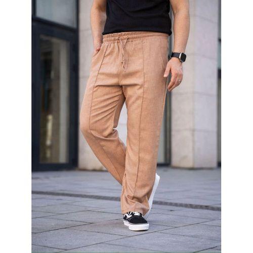 Erkek Keten Cepli Çıma Dikişli Jogger Buggy Pantalon Rahat Kalıp - Kahverengi