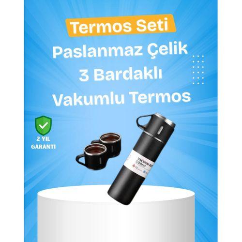 Paslanmaz Çelik Termos Seti | 500 Ml Kapasite, 6-12 Saat Isı Koruma, Hediye Kutulu