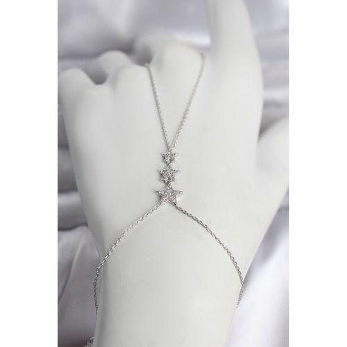 Pirinç Gümüş Renk Sıralı Yıldız Model Kadın Şahmeran