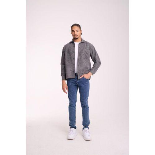 Frankel Kaşe Kumaş Tek Cepli Relaxed Fit Erkek Gömlek - Açık Gri