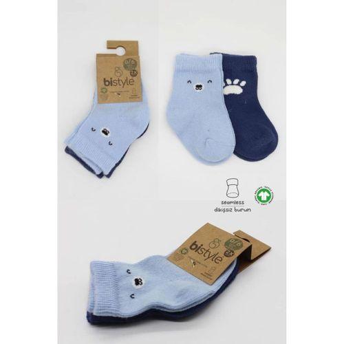 Çocuk Bistyle Bear Penye Soket Çorap 2'Li BS10116 Mavi