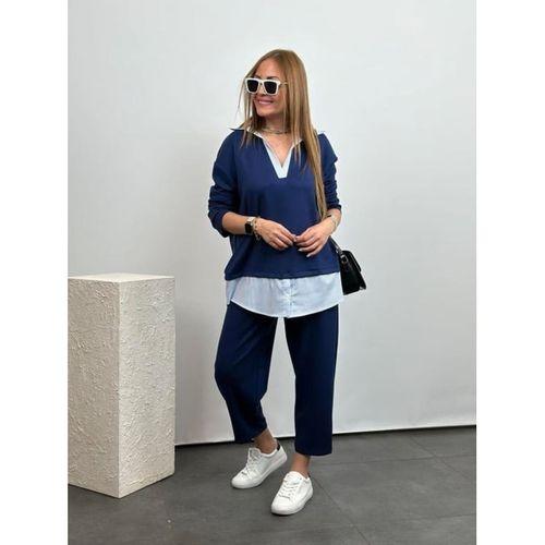 Polo Yaka Gömlekl Detay Salaş Balon Pantolunlu ıkılı Takım