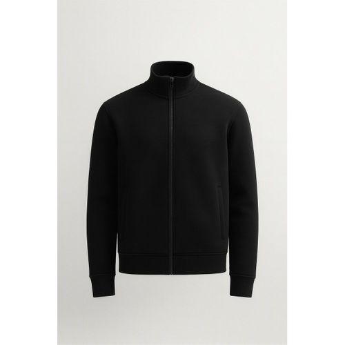 Marcel Regular Fit Fermuarlı Kıstırma Cepli Üç İp Şardonlu Erkek Sweatshirt - Siyah