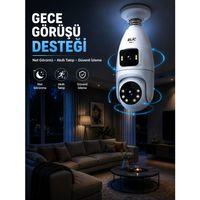 Gece Görüşlü Çift Lens Wi-fi Ampul Kamera Mobil Takip Destekli