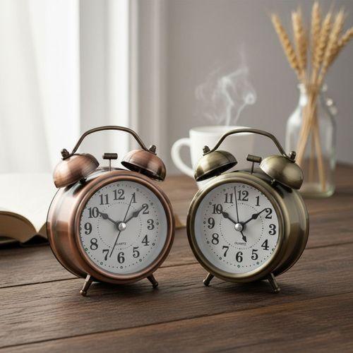 Metal Masa Çalar Saat - Pilli Işıklı 8 cm