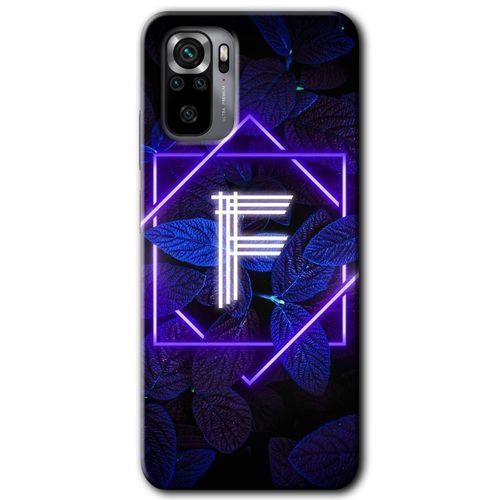 Xiaomi Redmi Note 10 Kılıf Baskılı Kapak - Dark Neon Yaprak F Harfi +Tam Kaplayan Mat Seramik