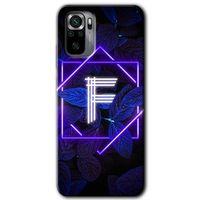Xiaomi Redmi Note 10 Kılıf Baskılı Kapak - Dark Neon Yaprak F Harfi +Tam Kaplayan Mat Seramik