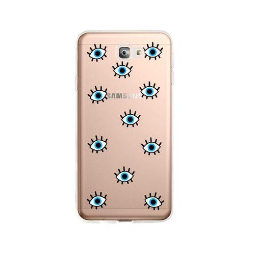 Samsung J7 Prime Nazar Gözler Desenli Premium Şeffaf Silikon Kılıf