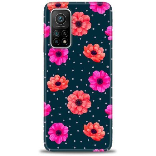 Xiaomi Mi 10T Pro Kılıf HD Baskılı Kılıf - Puantiye ve Çiçekler + Tam Ekran Koruyucu