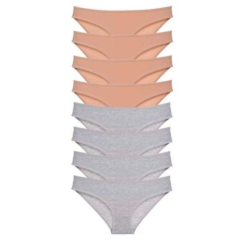 8 Adet Süper Eko Set Likralı Kadın Slip Külot Ten Gri