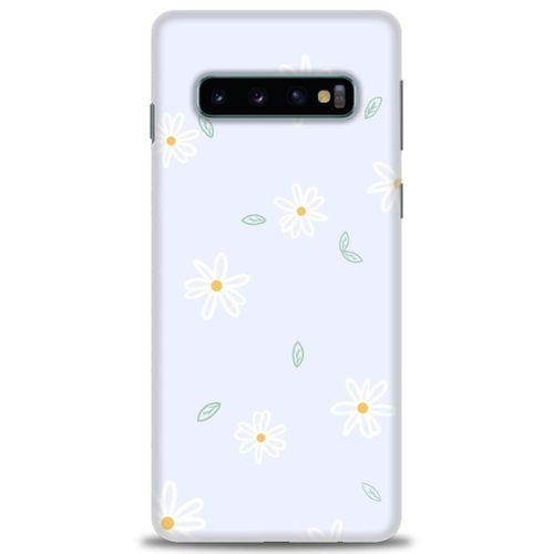 Samsung Galaxy S10 Kılıf HD Baskılı Kılıf - Beyaz Papatyalar + Tam Ekran Koruyucu