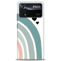 Xiaomi Poco X4 Pro 5G Kılıf HD Baskılı Kılıf - Gökkuşağı ve Kalpler + Tam Ekran Koruyucu
