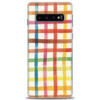 Samsung Galaxy S10 Kılıf HD Baskılı Kılıf - Renkli Kareler + Tam Ekran Koruyucu