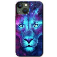 iPhone 13 Kılıf Baskılı Kapak - Neon Lion + 5D Tam Kaplayan Cam