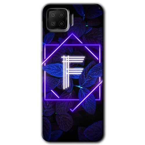 Oppo A73 Kılıf HD Desen Baskılı Arka Kapak - Dark Neon Yaprak F Harfi + Kırılmaz Cam