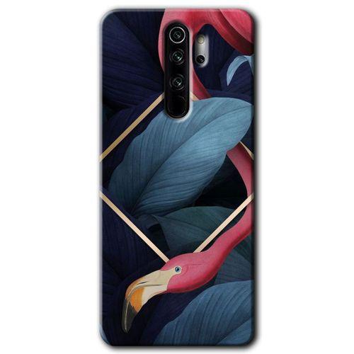 BeRa Aksesuar Xiaomi Redmi Note 8 Pro Kılıf Baskılı Kapak - Flamingo Yaprak +Tam Kaplayan Mat Seramik