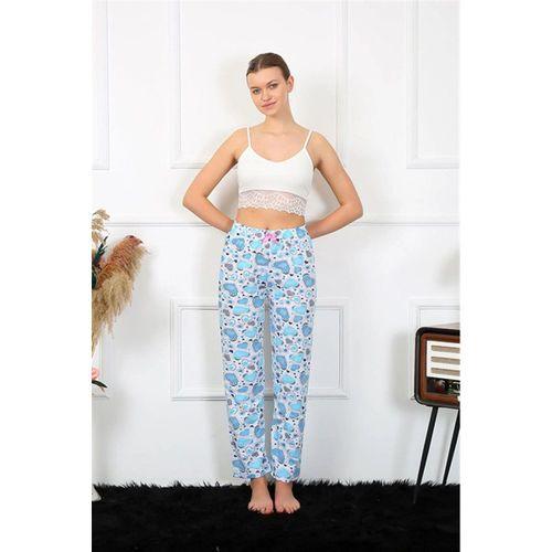 Kadın Pamuklu Alt Pijama Mavi