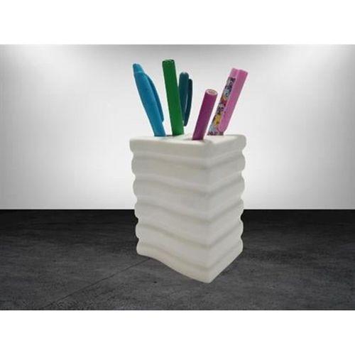 2 Adet Kalemlik Kare Çizgili Model Seramik Ofis Gereci  8X6X11Cm