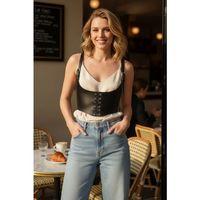 Siyah Kadın Kemer Bağcıklı Korse Tipi Geniş Bel Aksesuarı - Brf1428