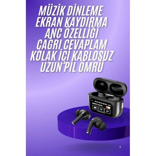 Yeni Nesil Anc Özellikli Çağrı Cevaplayan Dokunmatik Ekranlı Bluetooth Kulaklık Siyah Yeni Nesil