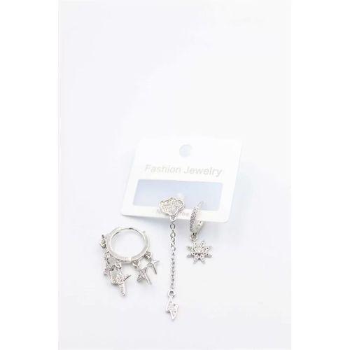 3'lü Bulut Küpe - Gümüş