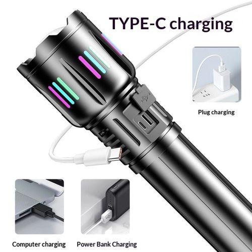 Bedotech Bd-5501 50w Tg Led Alüminyum Alaşımlı Zoomlu Dijital Göstergeli Type-c Şarjlı El Feneri