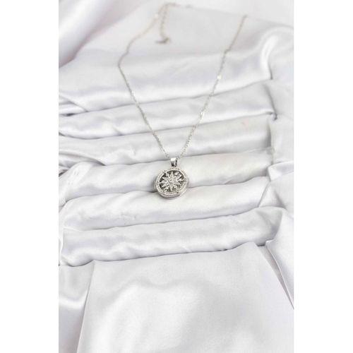 316L Çelik Zincir Gümüş Renk Kutup Yıldızı Kapaklı Model Kadın Kolye