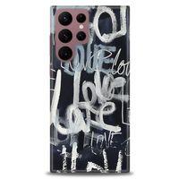 Samsung Galaxy S22 Ultra Kılıf HD Baskılı Kılıf - Gri Love + Tam Ekran Koruyucu