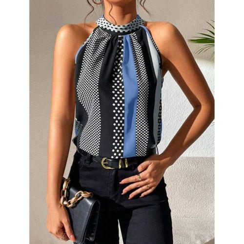 Kadın Yarım Balıkçı Yaka Kolsuz Mikro Bluz