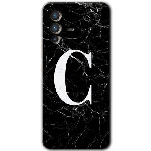 Potkal Hediye Fabrikası Vivo V23 5G Kılıf HD Desen Baskılı Arka Kapak - Siyah Mermer Desenli C Harfi