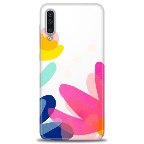 Samsung Galaxy A50 Kılıf HD Baskılı Kılıf - Çiçekk + Tam Ekran Koruyucu