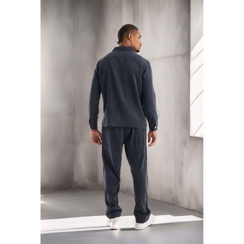 Regular Fit Cupra Kumaş Fermuarlı Erkek Ceket - Füme