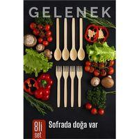 Doğal Gürgen Ağacı Kaşık & Çatal Seti – 8’li, 27 cm Kaşık / 25 cm Çatal