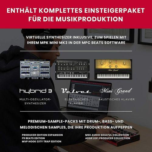 AKAI Pro fessional MPK Mini MK3 Red - 25 Keys USB MIDI Keyboard C