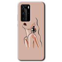 Huawei P40 Pro Kılıf HD Desen Baskılı Arka Kapak + Temperli Cam - Çizim Silüet