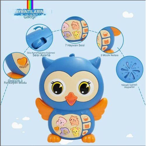 Baykuş Eğitici Bebek Piyanosu - Mavi