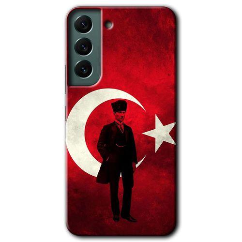 Samsung Galaxy S22 Kılıf HD Desen Baskılı Arka Kapak - Atatürk Bayrak