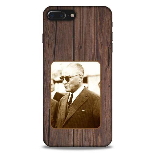 Apple Iphone 7 Plus Kılıf Atatürk (28) Arka Kapak Kahve Tahta