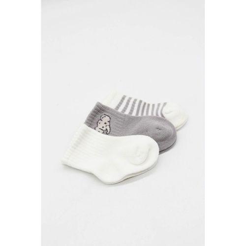 Elephant Boy 3'lü Penye Soket Çorap 10135 Ekru