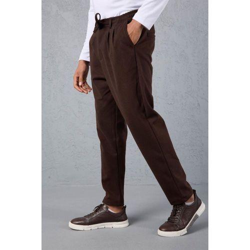 Milos Relax Fit Örme Kaşe Kumaş Fermuarlı Beli Lastikli Jogger Erkek Pantolon - Kahve