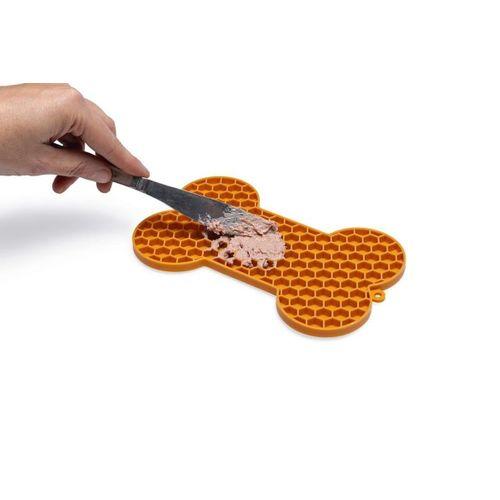 Beeztees Yavru Köpek Yaş Mama Yeme Oyuncağı, Kemik Şeklinde, Silikon, Turuncu, 18x11cm