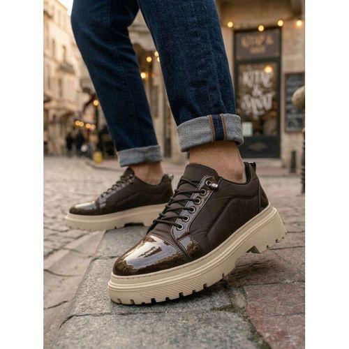 BA0245 Kahverengi Rugan Paraşüt Detaylı Akıllı Lastik Bağcık Yüksek Bej Taban Günlük Erkek Ayakkabı