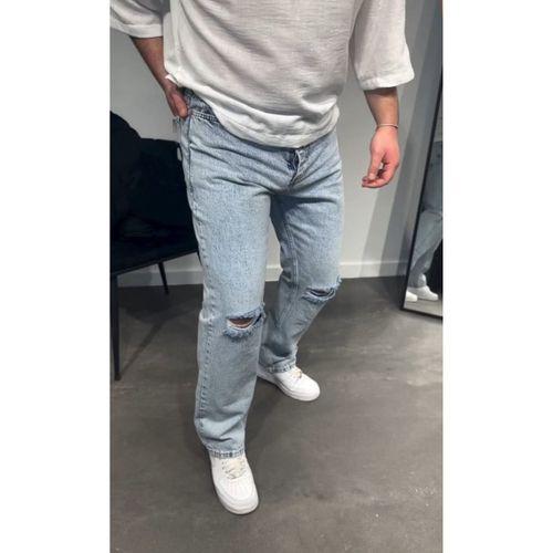 Erkek Dizi Yırtık Detaylı Kar Yıkama Baggy Jeans