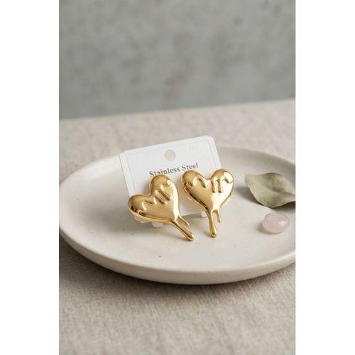316L Çelik Gold Renk Melting Heart Model Küpe